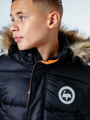 Hype. Black Faux Fur Hooded Kids Explorer Coat - Image 5 of 6