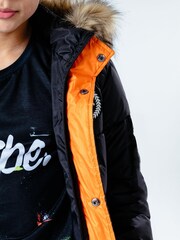 Hype. Black Faux Fur Hooded Kids Explorer Coat - Image 6 of 6