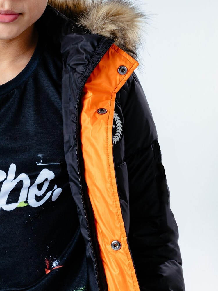 Hype. Black Faux Fur Hooded Kids Explorer Coat - Image 6 of 6