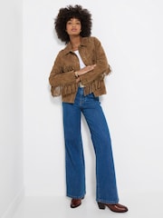 Joe Browns Brown Celeste Star Studded Fringed Suede Jacket - Image 3 of 8