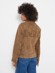 Joe Browns Brown Celeste Star Studded Fringed Suede Jacket - Image 4 of 8