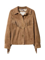 Joe Browns Brown Celeste Star Studded Fringed Suede Jacket - Image 6 of 8
