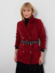 Joe Browns Red Mabel Belted Tweed Coat - Image 2 of 7