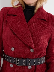 Joe Browns Red Mabel Belted Tweed Coat - Image 3 of 7