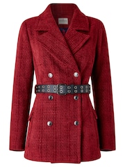 Joe Browns Red Mabel Belted Tweed Coat - Image 7 of 7