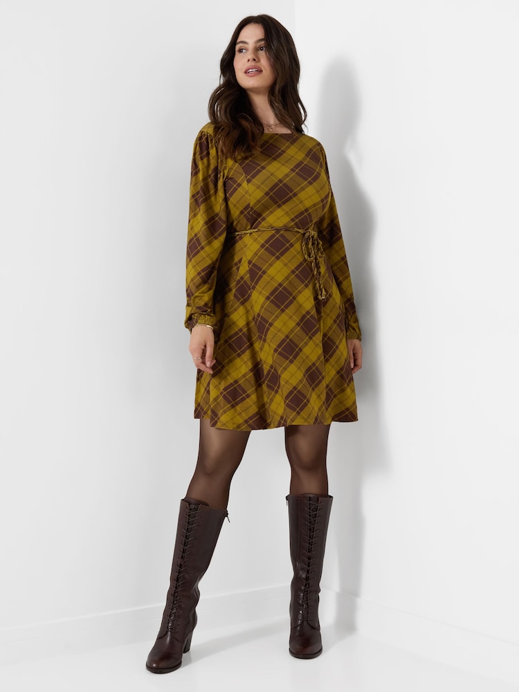Joe Browns Brown Heritage Check Jersey Mini Dress - Image 2 of 7 Joe Browns Brown Heritage Check Jersey Mini Dress - Image 2 of 7