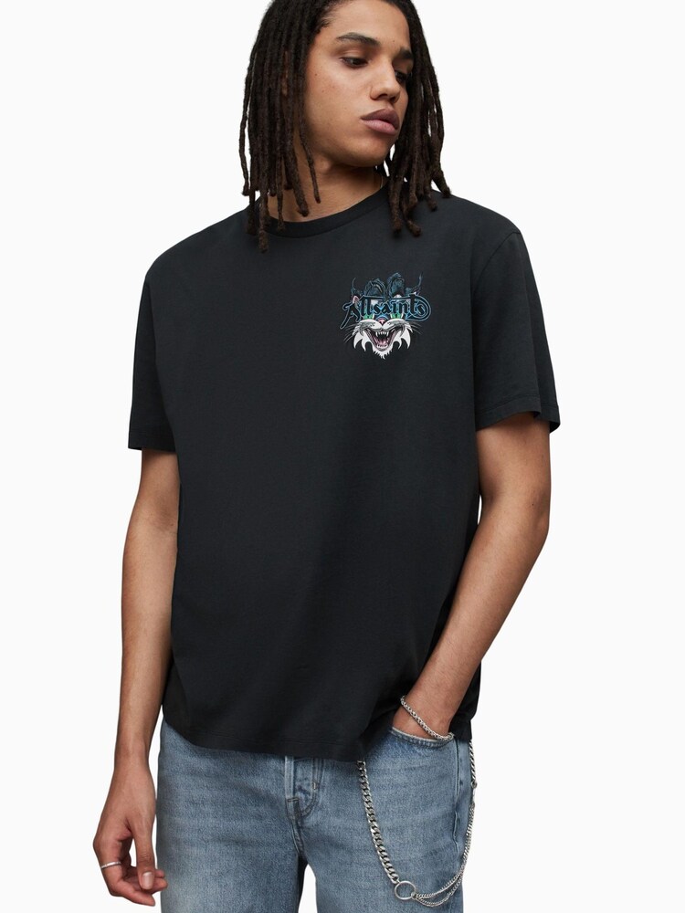 AllSaints Black Tomcat Crew Shirt - Image 1 of 7