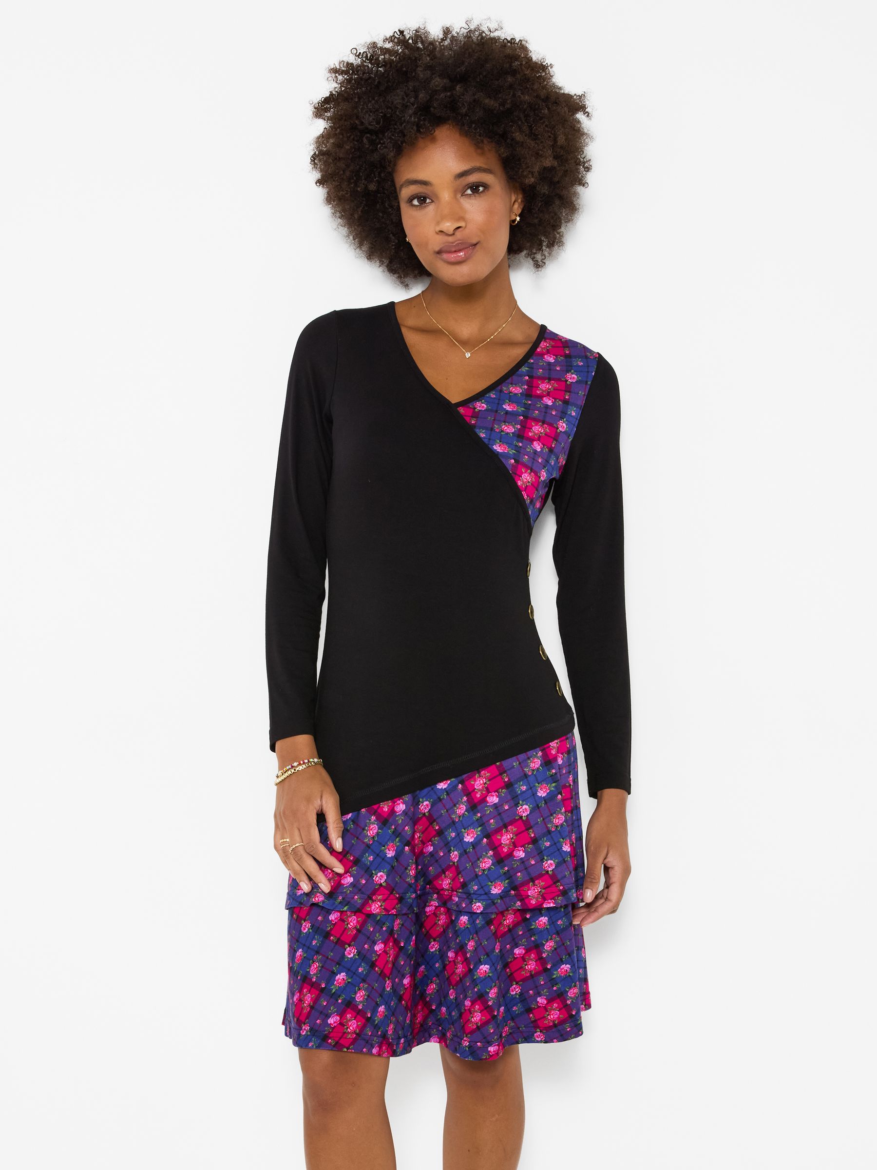 Joe Browns Women's Charming Check Jersey Tunic Dress in Black | Size: 8 - Image 2