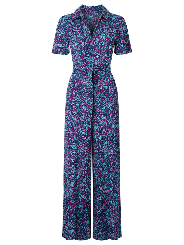 Joe Browns Blue Molly Short Sleeve Zip Front Jumpsuit - Image 5 of 5 Joe Browns Blue Molly Short Sleeve Zip Front Jumpsuit - Image 5 of 5