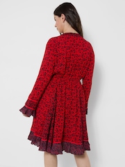 Joe Browns Red Ditsy Floral Wrap Front Dress - Image 4 of 5