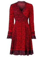 Joe Browns Red Ditsy Floral Wrap Front Dress - Image 5 of 5