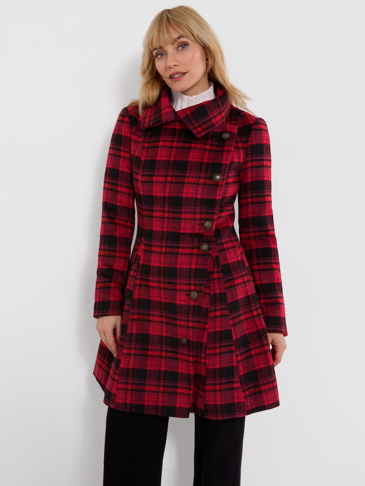 Joe Browns Red Autumn Days Check Coat - Image 2 of 7 Joe Browns Red Autumn Days Check Coat - Image 2 of 7