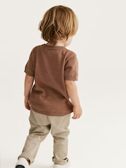Tan 100% Cotton Textured Knitted T-Shirt (3mths-7yrs) - Image 3 of 7