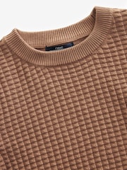 Tan 100% Cotton Textured Knitted T-Shirt (3mths-7yrs) - Image 7 of 7