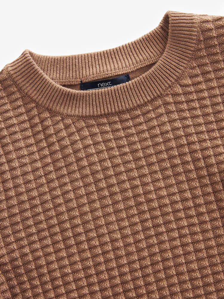 Tan 100% Cotton Textured Knitted T-Shirt (3mths-7yrs) - Image 7 of 7
