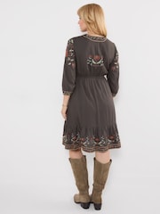 Joe Browns Dark Grey Elegant Embroidered Mini Dress - Image 3 of 6