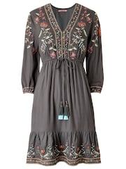 Joe Browns Dark Grey Elegant Embroidered Mini Dress - Image 6 of 6