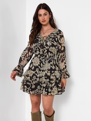 Joe Browns Black Frill Detail Mini Dress - Image 2 of 7