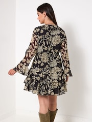 Joe Browns Black Frill Detail Mini Dress - Image 4 of 7