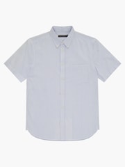 French Connection Sky Blue Stripe Pocket Short Sleeve 100% Cotton Shirt - Image 4 of 4