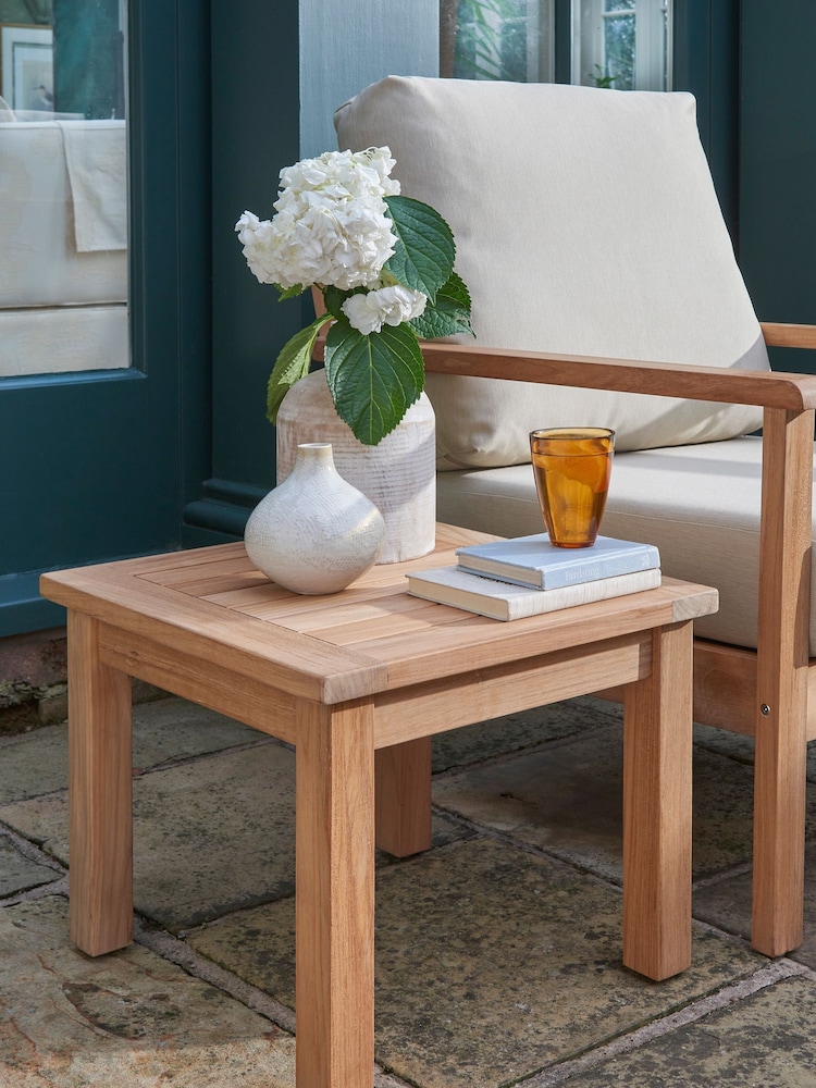 Laura Ashley Natural Garden Salcey Teak Lounging Set With Saunton Natural Cushions - Image 2 of 4