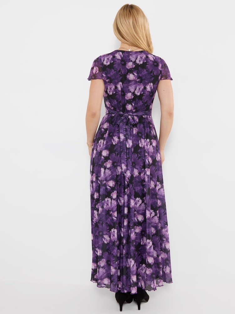 Joe Browns Purple Fabulous Floral Mesh Maxi Dress - Image 2 of 5 Joe Browns Purple Fabulous Floral Mesh Maxi Dress - Image 2 of 5