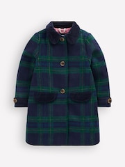 Boden Blue Velvet Trim Wool Coat - Image 1 of 3