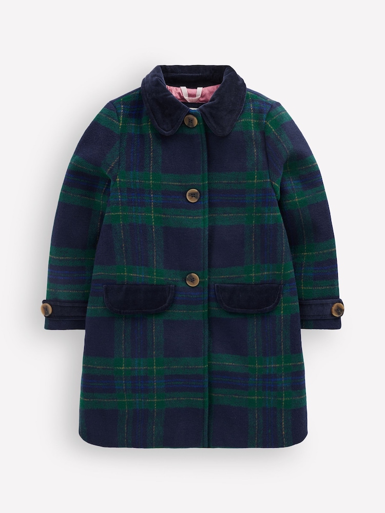 Boden Blue Velvet Trim Wool Coat - Image 1 of 3 Boden Blue Velvet Trim Wool Coat - Image 1 of 3