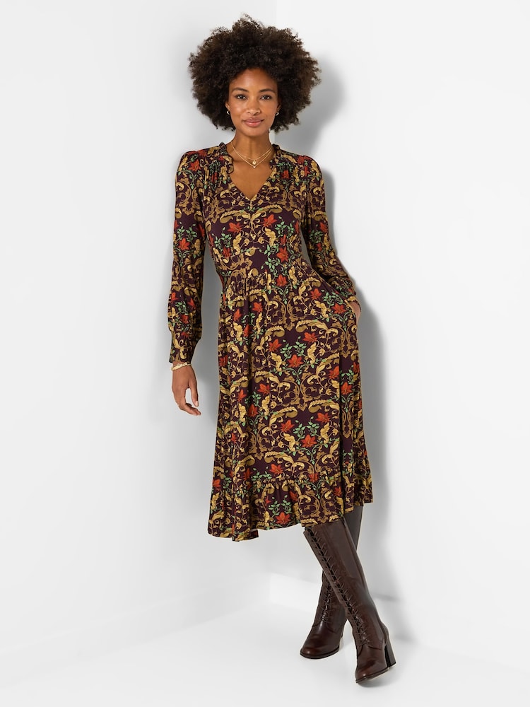 next joe brown dresses Buy Browns Elegant Leaves Long Sleeve Jersey Midi Dress from Gibraltar You’ll love the ruffle