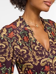Joe Browns Brown Elegant Leaves Long Sleeve Jersey Midi Dress - Image 2 of 5