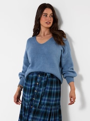 Joe Browns Blue Oh So Cosy V-Neck Jumper - Image 1 of 6