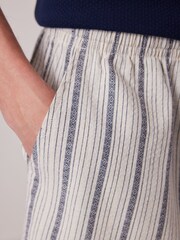 Navy Blue/Cream Stripe Lightweight Short Pyjamas Set - Image 3 of 9