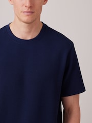 Navy Blue/Cream Stripe Lightweight Short Pyjamas Set - Image 4 of 9