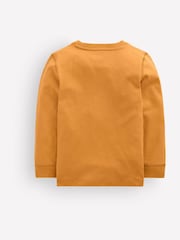 Boden Orange Vintage Wash Linear Stitch T-Shirt - Image 2 of 3