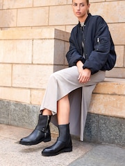 Black Regular/Wide Fit Forever Comfort® D Ring Biker Ankle Boots - Image 2 of 10