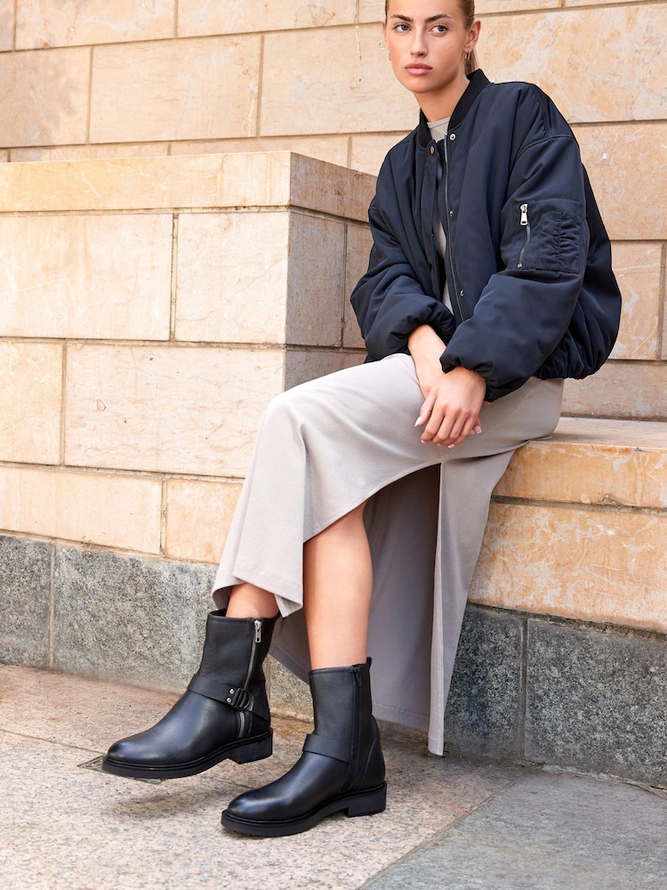 Black Regular/Wide Fit Forever Comfort® D Ring Biker Ankle Boots - Image 2 of 10