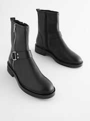 Black Regular/Wide Fit Forever Comfort® D Ring Biker Ankle Boots - Image 5 of 10