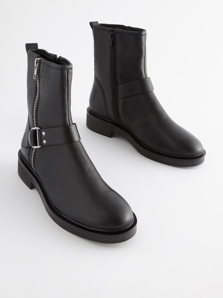 Black Regular/Wide Fit Forever Comfort® D Ring Biker Ankle Boots - Image 5 of 10