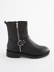 Black Regular/Wide Fit Forever Comfort® D Ring Biker Ankle Boots - Image 6 of 10
