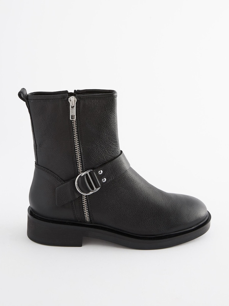 Black Regular/Wide Fit Forever Comfort® D Ring Biker Ankle Boots - Image 6 of 10