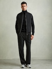 Reiss Black Pluto Hybrid Quilt and Knit Zip-Through Gilet - Image 3 of 7