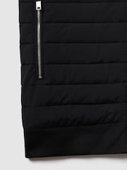 Reiss Black Pluto Hybrid Quilt and Knit Zip-Through Gilet - Image 6 of 7