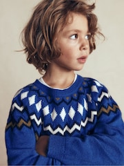 Boden navy Blue Fair Isle Jumper - Image 2 of 5