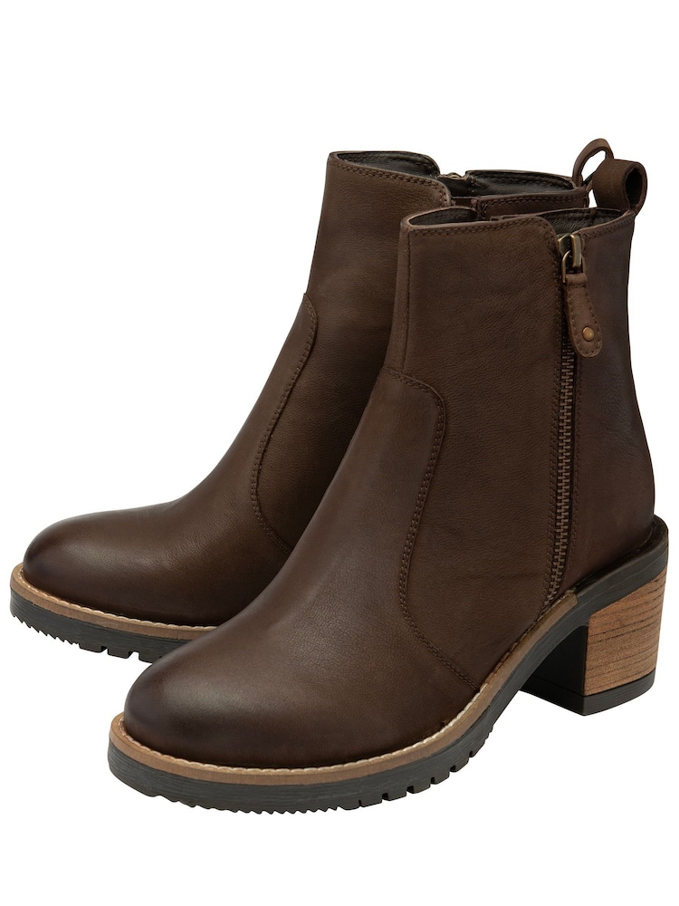 Ravel Brown Leather Cleated Sole Ankle Boots - Image 2 of 4 Ravel Brown Leather Cleated Sole Ankle Boots - Image 2 of 4