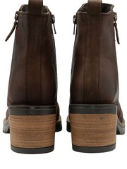 Ravel Brown Leather Cleated Sole Ankle Boots - Image 3 of 4