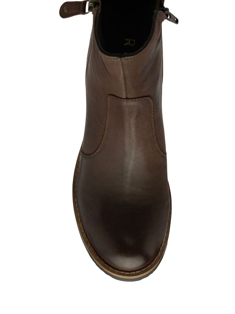 Ravel Brown Leather Cleated Sole Ankle Boots - Image 4 of 4