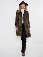 Joe Browns Green Tessa Asymmetric Check Coat - Image 3 of 7