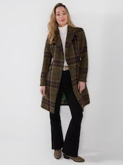 Joe Browns Green Tessa Asymmetric Check Coat - Image 6 of 7