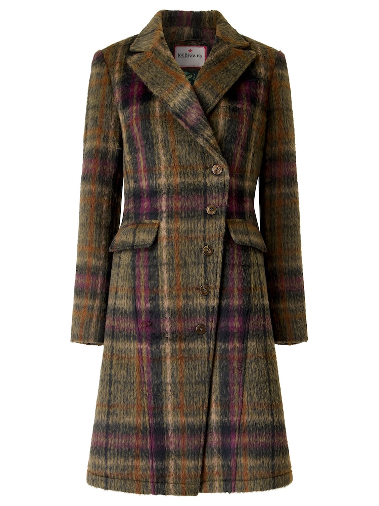 Joe Browns Green Tessa Asymmetric Check Coat - Image 7 of 7