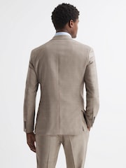 Reiss Oatmeal Abbey Slim Fit Double Breasted Checked Blazer - Image 5 of 7